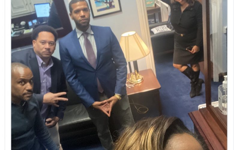 Rep Stacey Plaskett hiding from terrorists in her office